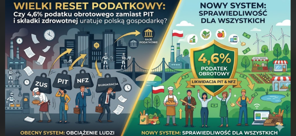 Wielki Reset Podatkowy! Czy 4,6% podatku obrotowego zamiast PIT i składki zdrowotnej uratuje polską gospodarkę?